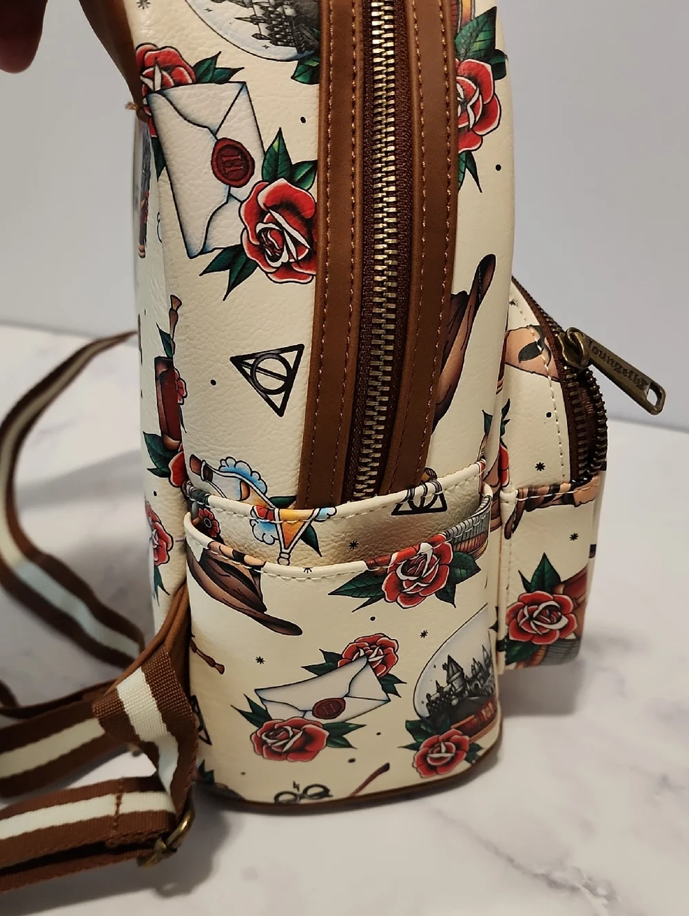 Harry Potter Loungefly Mini Backpack - Cream Floral Tattoo Print
